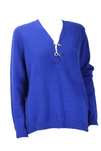 Charter Club Blue Regalia Buckled Henley Sweater M - Picture 1 of 2