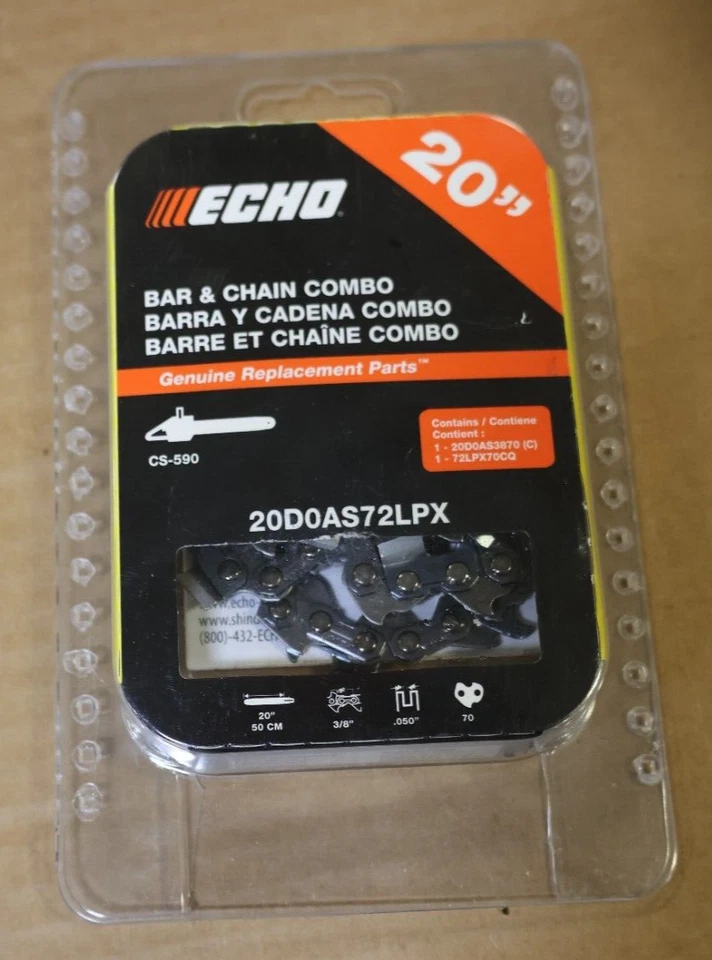 Cadena de motosierra cincel ECHO 20 pulgadas 70 eslabones 72LPX70CQ *PAQUETE ABIERTO* Foto 1 de 4