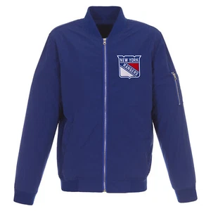 NHL New York Rangers leichte Nylon Bomberjacke blau gesticktes Logo - Bild 1 von 3