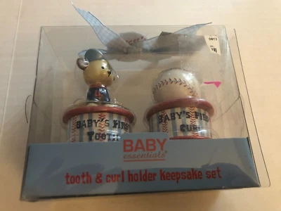 Baby Essentials Tooth and Curl Holder Keepsake Kit Bear and Baseball - Image 1 of 3