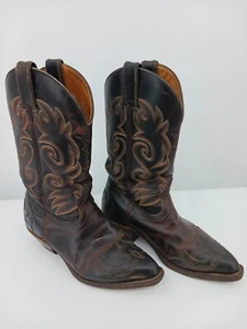 Vaneli Women Boot 6.5 Black Western Leather Pull Tabs Tooled Embroidery - Picture 1 of 11