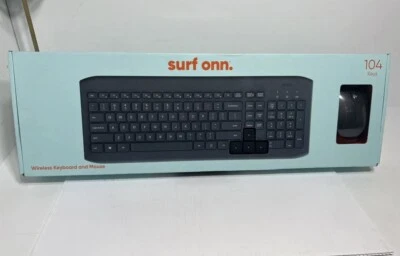 NEW SEALED SURF ONN WIRELESS KEYBOARD AND MOUSE 104 Keys PC and MAC - Image 1 of 2