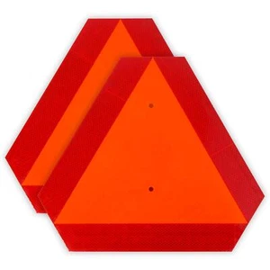 2Pk Reflective Slow Moving Vehicle Sign Triangle Decal 14x16 Inch for Golf Cart - Picture 1 of 5