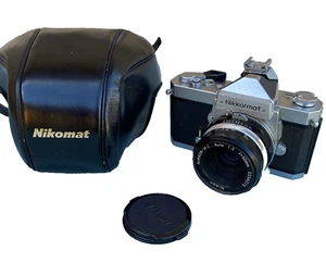 Vintage Nikon Nikkormat FT 35mm Film Camera Leather Case Nikkor-HC 1:2 50mm JP - Picture 1 of 12