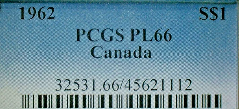 SUMMER SALE-1962 PCGS PL66 Canada SILVER $1-COIN KM#54 Cover