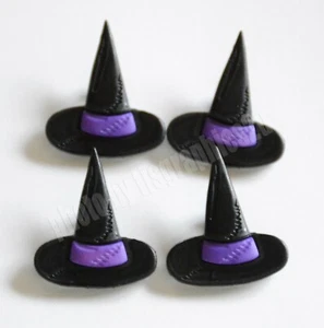 4 Witch Hat Buttons / Black Hat Shank Buttons /  Buttons Galore Halloween  - Picture 1 of 2