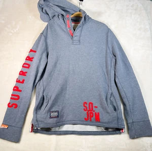Superdry Hoodie Sweatshirt Pullover Cotton Blend Logo Size XL Blue - Picture 1 of 20