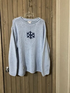 Vtg The Disney Store Winnie The Pooh Blue Knit Sweater Size XL Snowy Days Winter - Picture 1 of 10