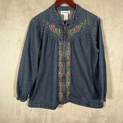 Blazer vaquero Country Store para mujer L bordado boho cremallera completa chaqueta femenina Foto 1 de 4