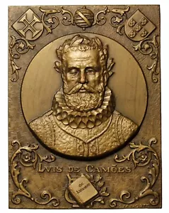 1976 Portugal Luis De Camoes Commemorative Bronze Medal Plaque - Picture 1 of 2