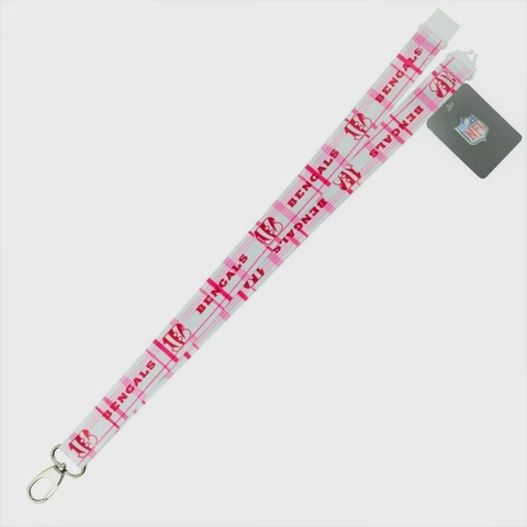 CINCINNATI BENGALS Pink Plaid Lanyard Keychain Reversible NFL Licensed NEW Cover