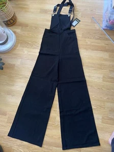 Collectif London Vintage Style Kayden Black Stretchy Dungarees Size M , 12 Bnwt - Picture 1 of 10