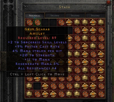 Non Ladder Crafted Amulet: Sorceress Skills D2R PC Xbox Softcore Diablo 2 - Image 1 of 4