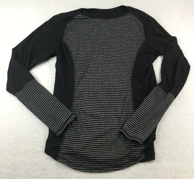 Camiseta Velocity Para Hombre Negra Gris Grande Manga Larga Rayas Pullover Comodidad 0580 Foto 1 de 4