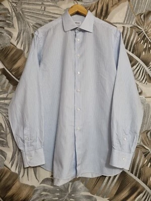 Brioni Blue Striped Classic Old Money Shirt, Size 42 (L) - Image 1 of 4