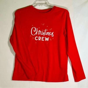 Cat and Jack Long Sleeve Christmas Crew Shirt Sleepwear Pajams Red sz L 12/14 - Picture 1 of 4