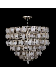 LAMPADARIO IN CRISTALLO DI ROCCA FOGLIA ARGENTO ANTICHIZZATO - Picture 1 of 1