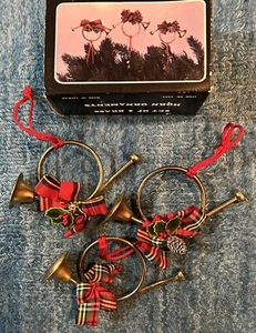 Vintage Set Of 3 Brass Horn Ornaments Taiwan 6203 - Picture 1 of 3