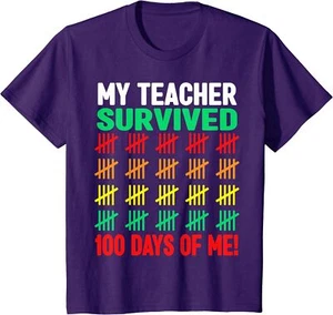 100th Days Of School Teacher Survived 100 Days Of Me Youth Unisex T-shirt - Picture 1 of 5