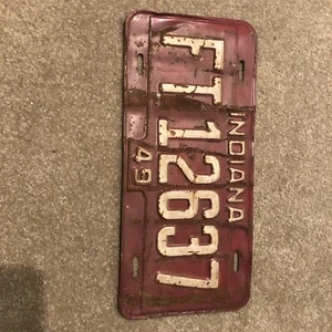1949 Indiana License Plate Tag FT 12637 - Picture 1 of 2