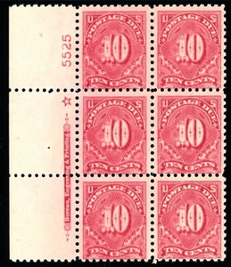 Scott J65a OG MLH US 1914 Postage Due Star Plate Block SCV $900+ - Picture 1 of 2