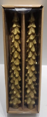 (2) Velas de Navidad creativas cooperativas sin perfume en forma de árbol dorado de 10" XS0430 Foto 1 de 4