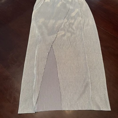 Falda larga metálica vintage con abertura para mujer talla XS Foto 1 de 4