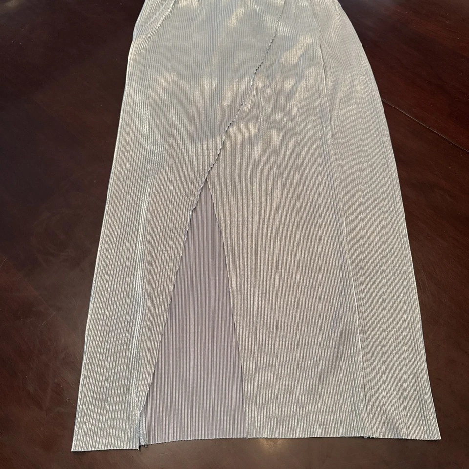 Falda larga metálica vintage con abertura para mujer talla XS Foto 1 de 4