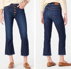 J. Crew Billie Demi Boot Crop Button Fly Raw Hem Jeans Size 28 - Picture 1 of 10