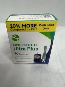 One Touch Ultra Plus Glucose Test Strips - 30 Strips - Exp. 1/31/2026 - Picture 1 of 6