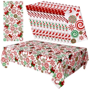 12 Stck. Weihnachten Zuckerstange Design Tischdecke Rechteckig Einweg Kunststoff Ta... - Bild 1 von 6