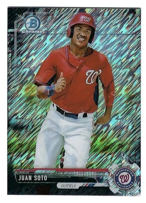 Juan Soto 2017 Bowman Chrome MINI BLACK SHIMMER REFRACTOR #d /100 PRC Mets Nats - Image 1 of 2
