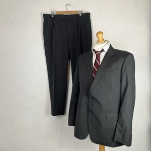 Jaeger 2 Piece Suit Men’s Dark Grey Striped 44R Jacket 38W 31L Trousers Business - Picture 1 of 23
