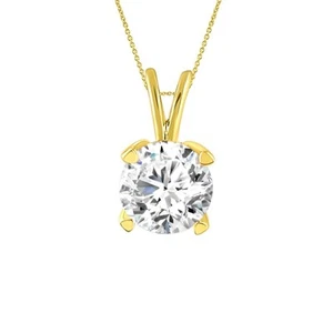 Natural 0.15ct Round Diamond Solitaire Pendant 14k Yellow Gold - Picture 1 of 1