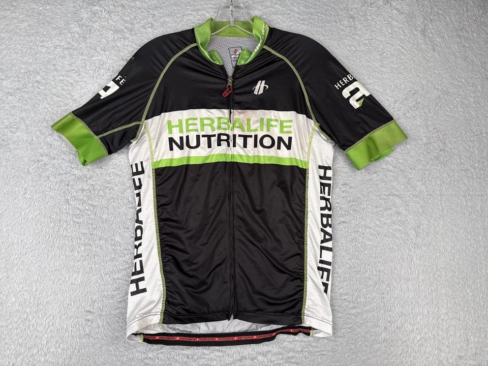 Camiseta deportiva de ciclismo Hincapi para mujer verde mediana negra Herbalife cremallera completa manga corta Foto 1 de 4