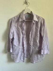 Camisa Thomas Rosa Mujer Lino Pequeña Guinga Púrpura Hecha en Irlanda - Imagen 1 de 9