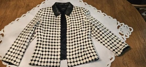 AKRIS ANGORA /Wool/Blend Jacket White/Black Angora Blend Sweater/Jacket Sz 10us - Picture 1 of 8
