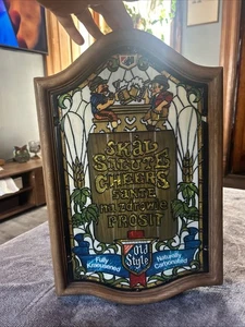 Heileman’s Old Style Lighted Beer Sign Skal Salute Cheers Faux Stained Glass - Picture 1 of 7
