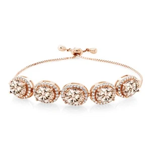 18K Rose Gold Plated Silver Peach Morganite Tennis Bracelet For Women (9.05 - Picture 1 of 3