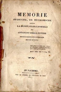 Historische und wirtschaftliche Erinnerungen über Die niedrige Münze von Sizilien - Bild 1 von 3