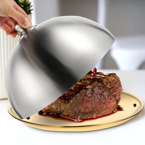  1Pc Household Steak Cover Stainless Steel Food Cover Oil-proof Dish Protective - Picture 1 of 12