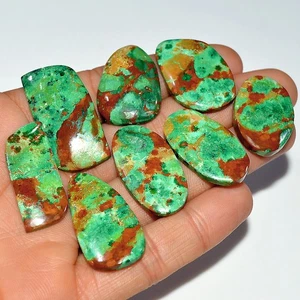 8 Pcs 205 Cts Natural Chrysocolla Cabochon Loose Gemstone 35x17 25x16mm #3696 - Picture 1 of 4