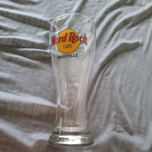 Hard Rock Cafe Nashville 8.25 in Tall Pilsner Beer Glass 20 oz black letters - Picture 1 of 1