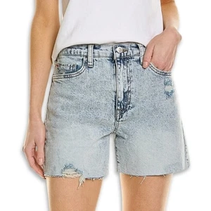 Hudson Kass Jean Shorts High Rise Fit Distressed Light Wash Blue Women's 25 NWT - Picture 1 of 12