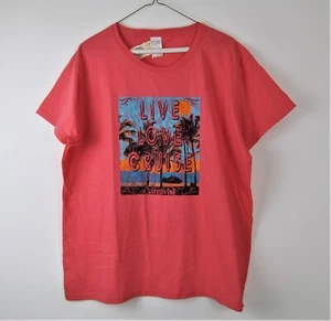 Vtg Carnival Cruise T-shirt Live Love Cruise Womens 2XL Coral Gildan New NWT - Picture 1 of 8