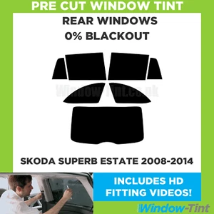 For Skoda Superb Estate 2008-2014 Pre Cut Window Tint Rear 0% Blackout Film - Picture 1 of 10