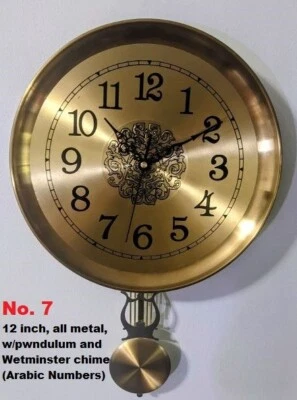 Gold Rimmed Pendulum Silent, Wall Clock–Arabic Numerals, Westminster Chime (07) - Image 1 of 3