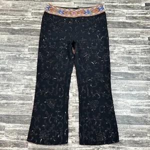 ESCADA Black Boot Beaded Waist Sequin Embroidered Flowy Pants sz 42 US 12 VTG ? - Picture 1 of 13