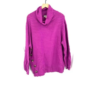 NEU Melloday fuchsia lila Pullover Wasserfallausschnitt Rollkragen Lagenlook Sweater 2X - Bild 1 von 13