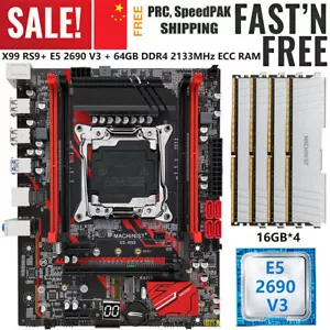 LGA 2011-3 X99 RS9 Motherboard E5 2690 V3 CPU 64GB DDR4 2133MHz ECC RAM M.2 Slot - Picture 1 of 14